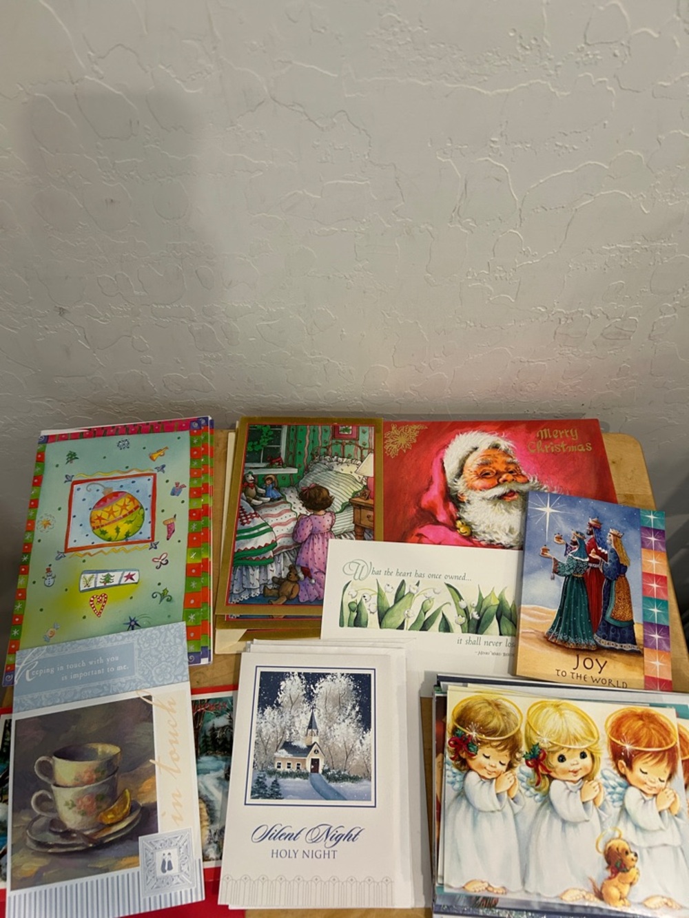 58 Assorted Vintage Holiday Greeting Cards (Lot of 58) Santa,Angels,Flowers,Bird